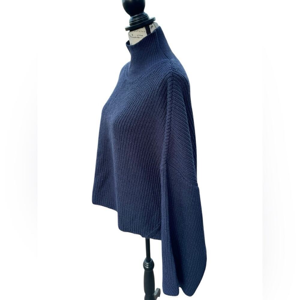 Topshop Sweater Mockneck Navy Blue Womens Size 8-10 Medium - Picture 3 of 11